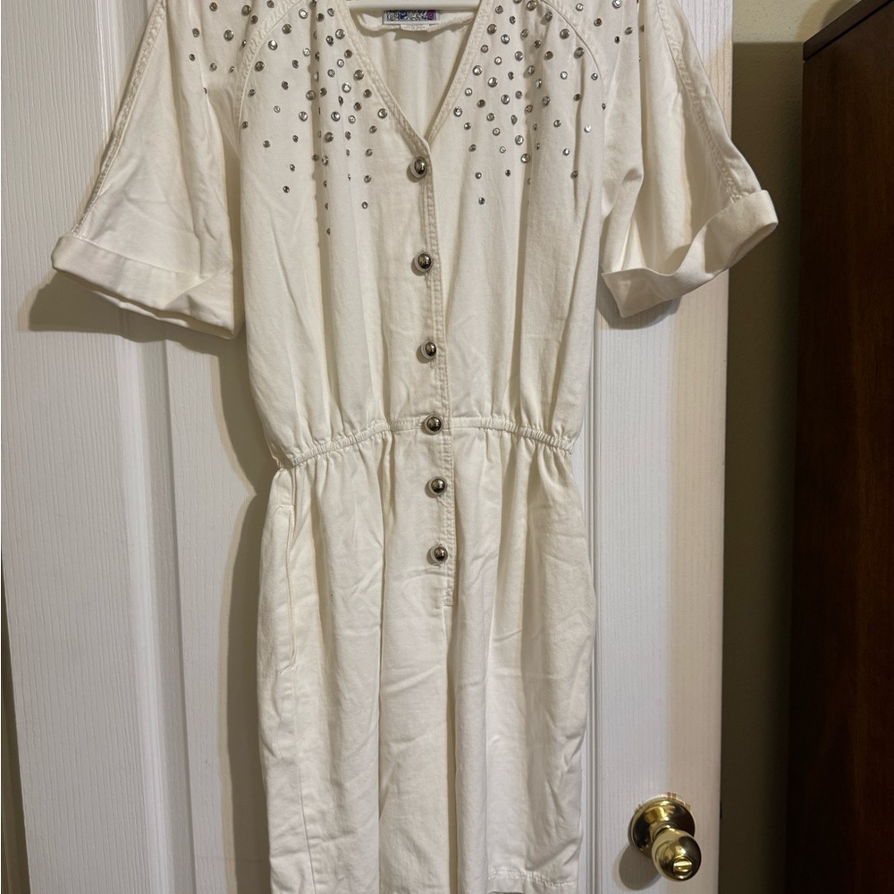 Nique White Studded Midi romper